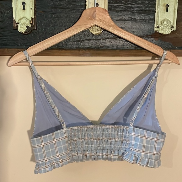 Blue Blush Blue and Brown Plaid Wide Leg Crop Top Outfit Size Small - Picture 10 of 16